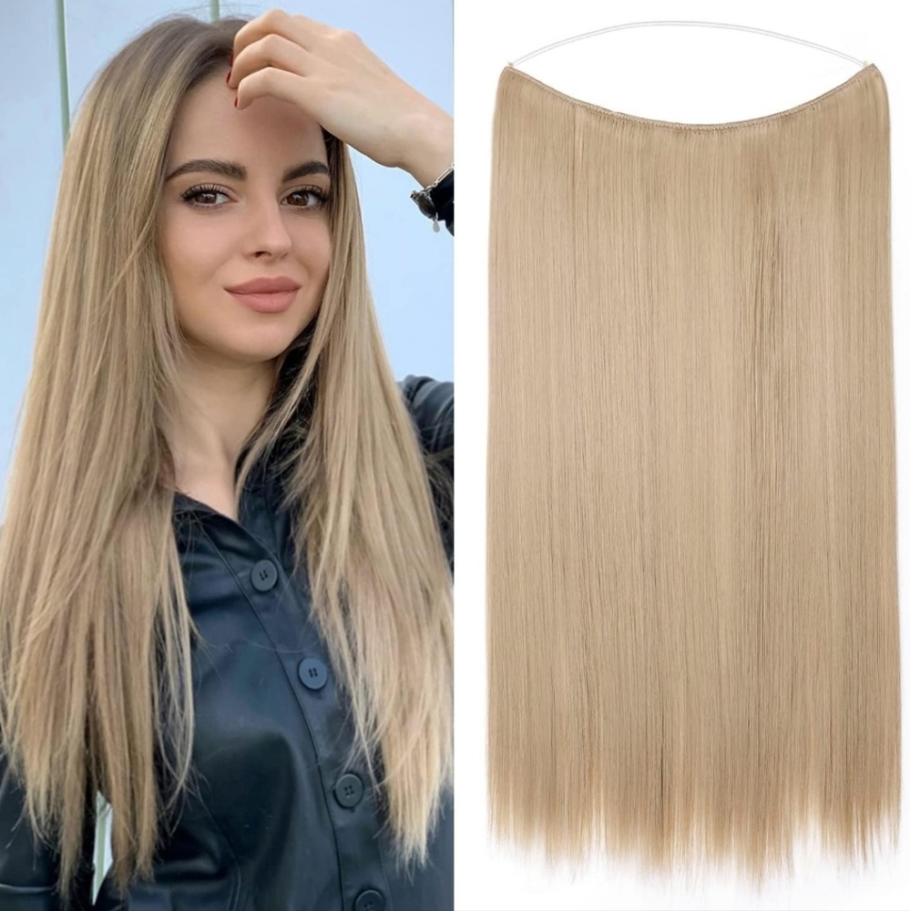Halo Hair Extension Hidden Crown Headband Synthetic Hair